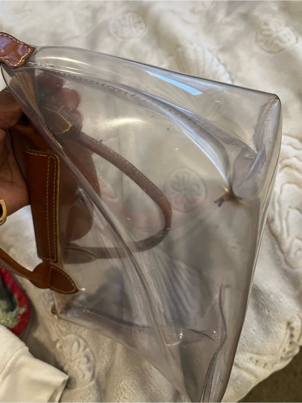 Longchamp Clear Tote with Brown Leather Trim - Picture 3 of 3